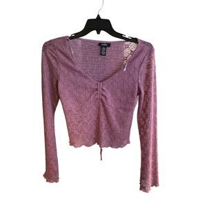 3/$15 Juniors  Long Sleeve Cropped V Neck Top Blouse